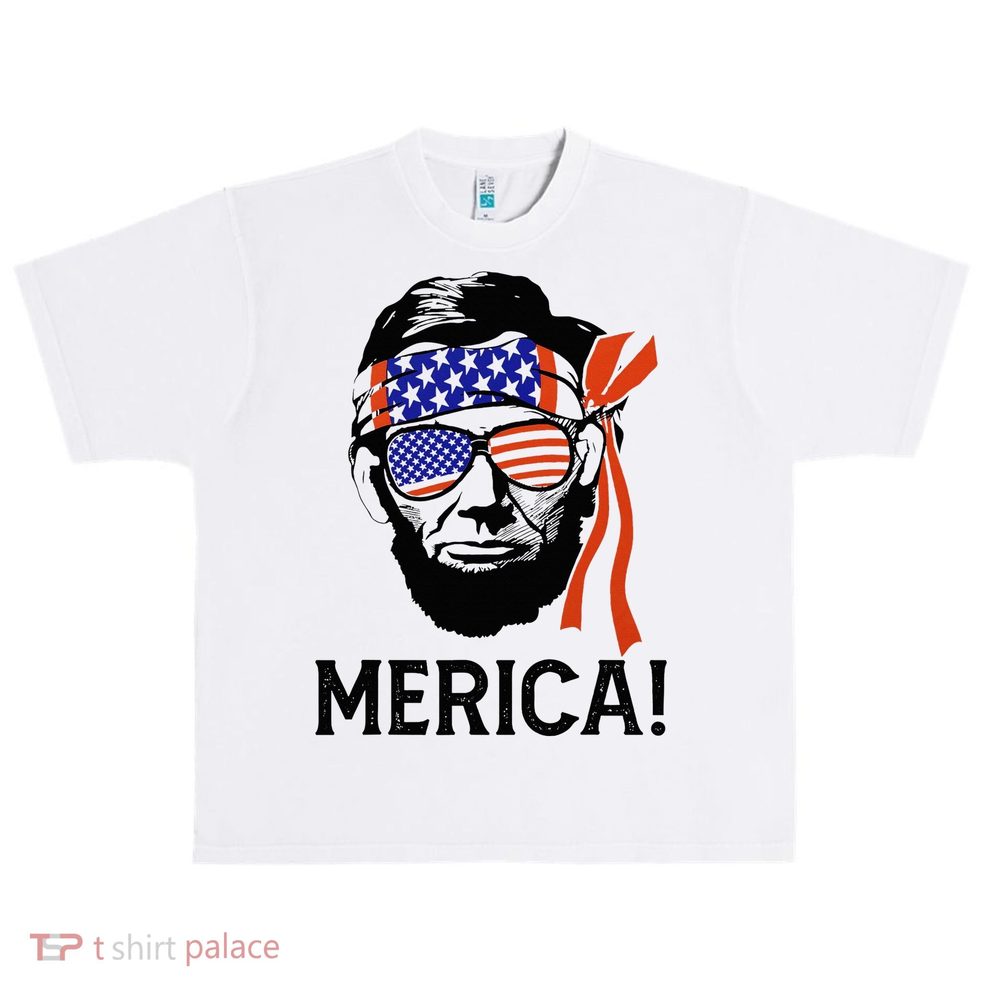 Abraham Lincoln 4th Of July Merica American Flag Urban Oversized Heavyweight T-Shirt