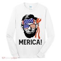 Abraham Lincoln 4th Of July Merica American Flag Tall Long Sleeve Shirt thumb 0