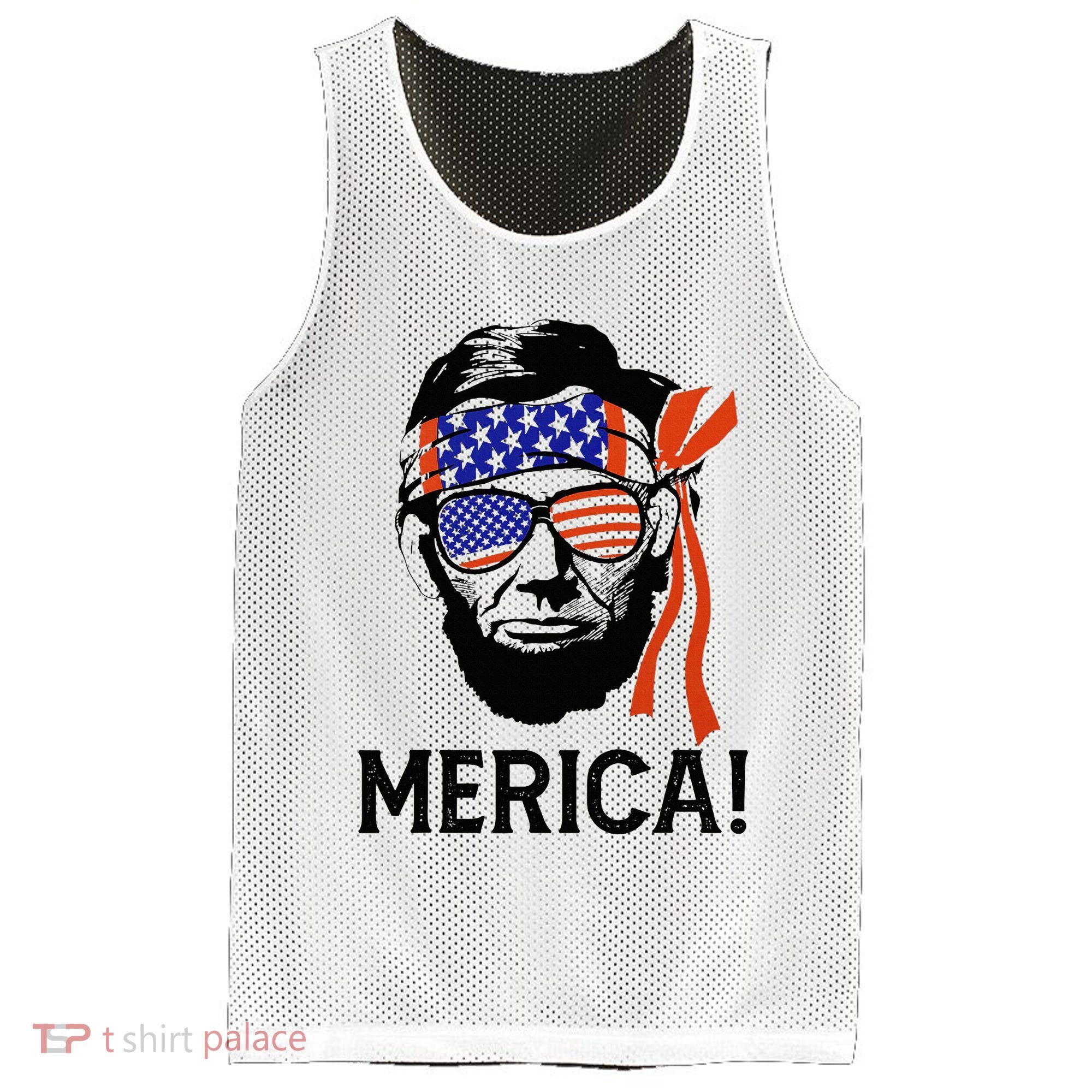 Abraham Lincoln 4th Of July Merica American Flag Mesh Reversible Basketball Jersey Tank