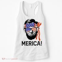 Abraham Lincoln 4th Of July Merica American Flag Women's Tank Top thumb 0