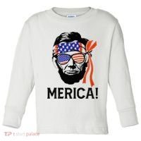 Abraham Lincoln 4th Of July Merica American Flag Toddler Long Sleeve Shirt thumb 0