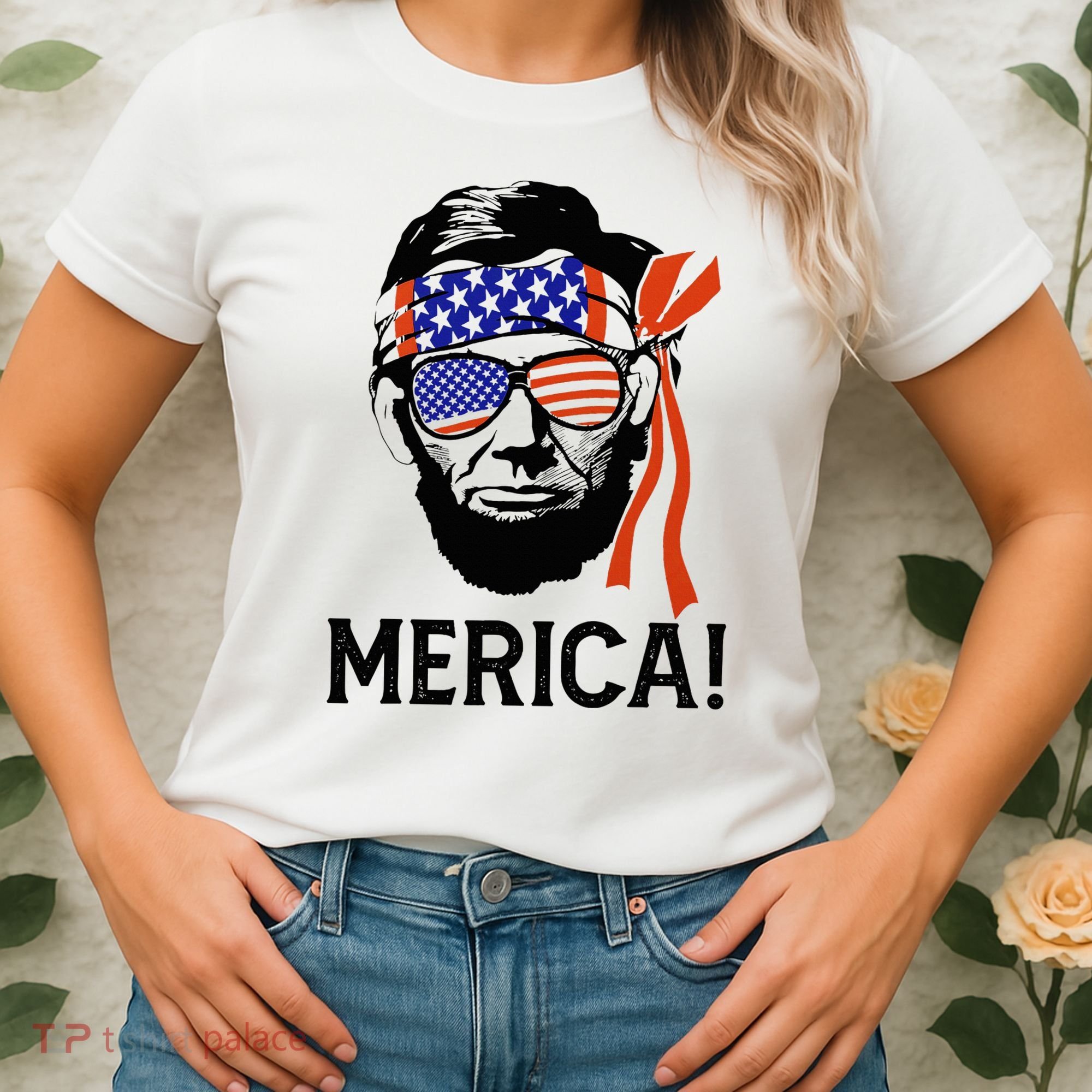 Abraham Lincoln 4th Of July Merica American Flag Women's T-Shirt