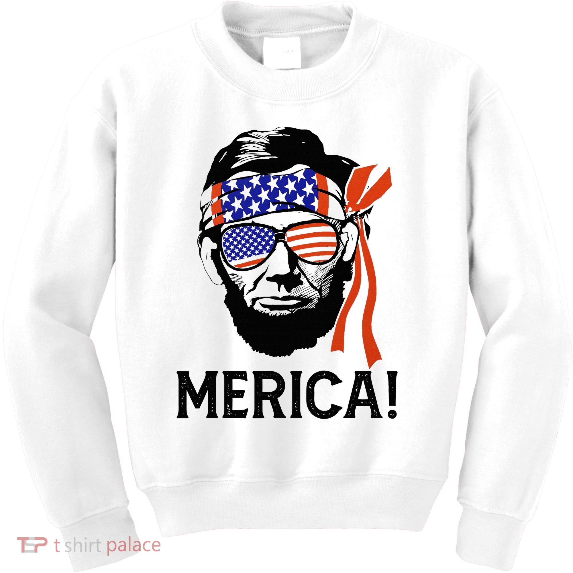 Abraham Lincoln 4th Of July Merica American Flag Kids Sweatshirt