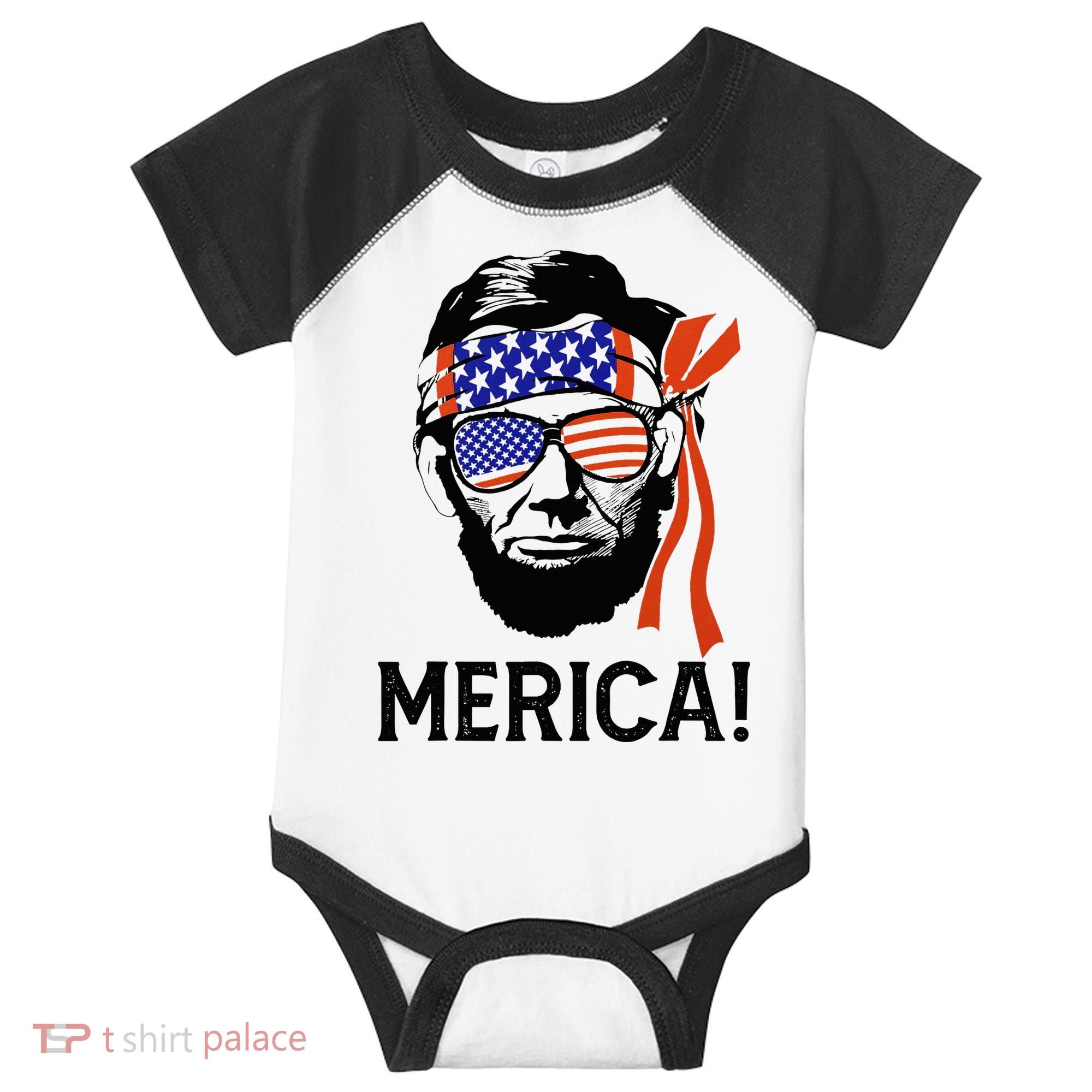 Abraham Lincoln 4th Of July Merica American Flag Infant Baby Jersey Bodysuit