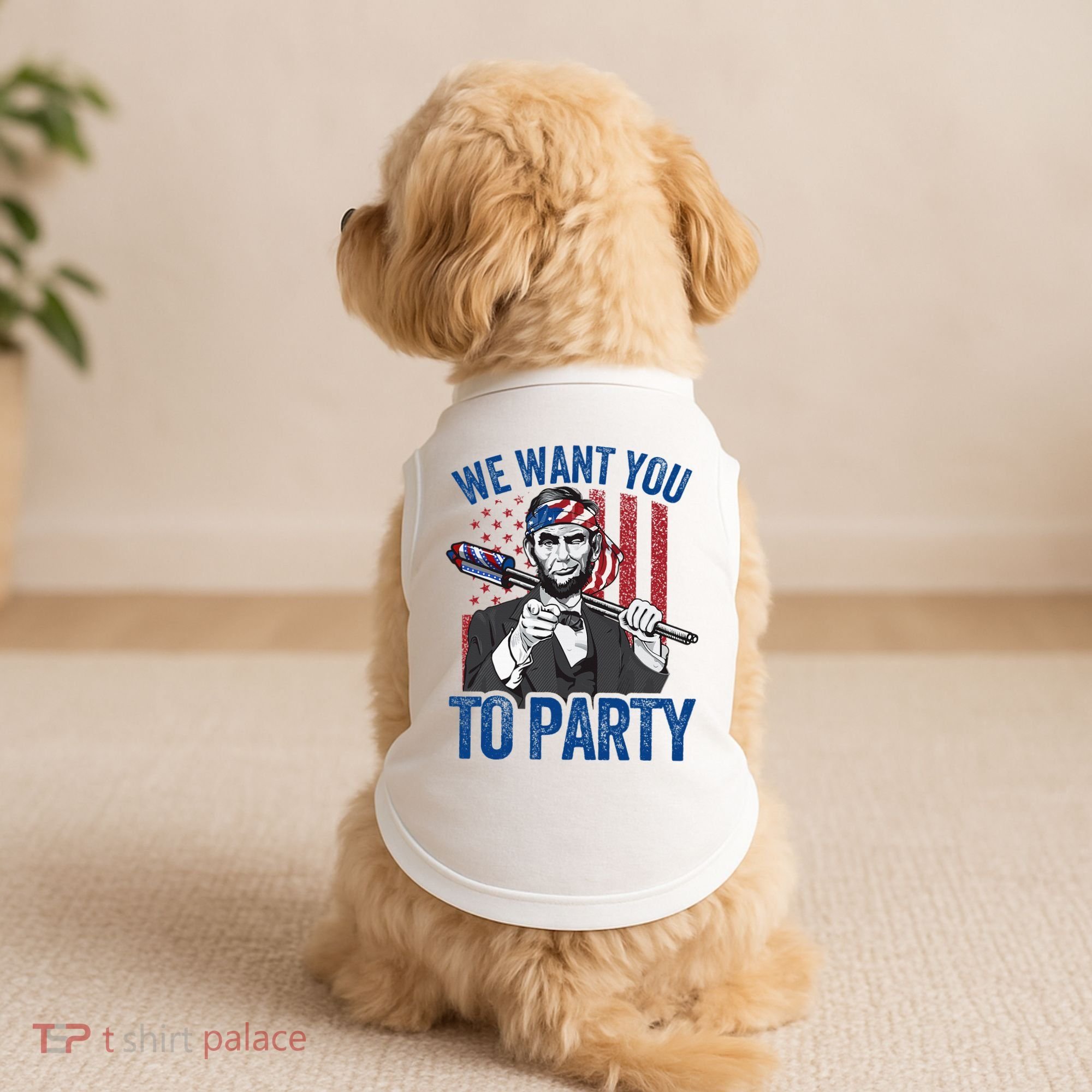 Abraham Lincoln 4th Of July American Doggie Tank