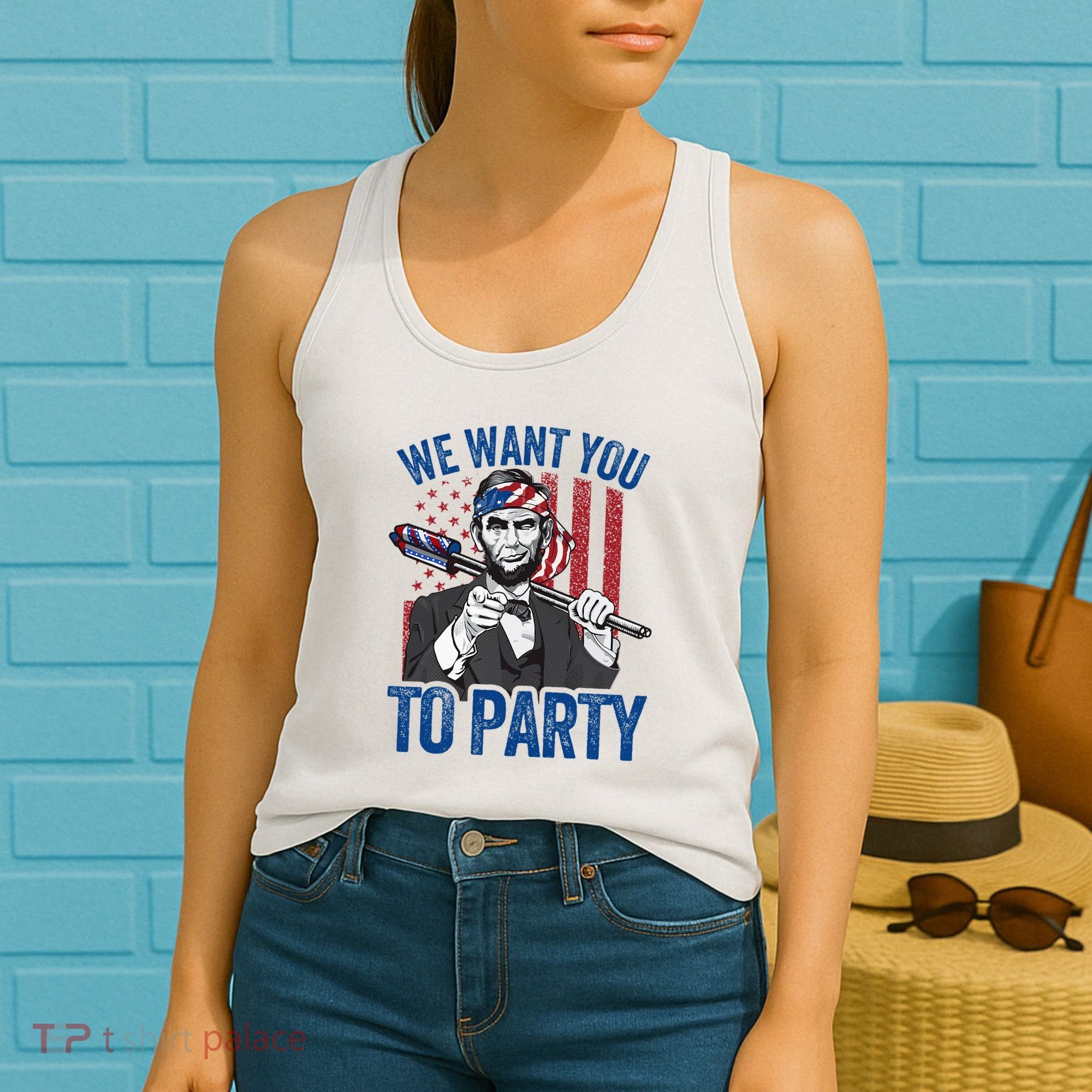Abraham Lincoln 4th Of July American Women's Tank Top