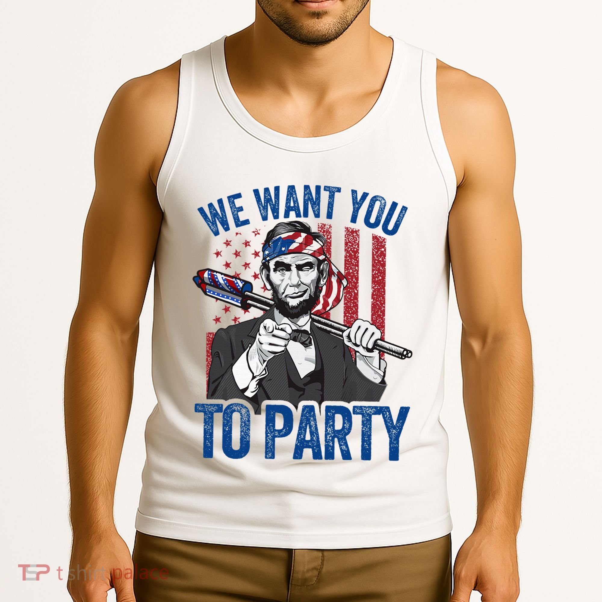 Abraham Lincoln 4th Of July American Tank Top