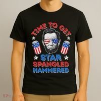 Abe Lincoln 4th Of July Time To Get Star Spangled Hammered T-Shirt thumb 3