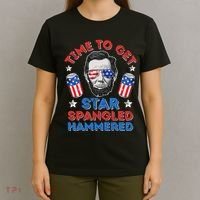 Abe Lincoln 4th Of July Time To Get Star Spangled Hammered T-Shirt thumb 4