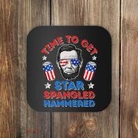 Abe Lincoln 4th Of July Time To Get Star Spangled Hammered Coaster thumb 0
