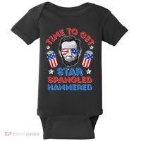 Abe Lincoln 4th Of July Time To Get Star Spangled Hammered Baby Bodysuit thumb 0