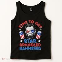 Abe Lincoln 4th Of July Time To Get Star Spangled Hammered Tank Top thumb 2