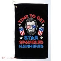 Abe Lincoln 4th Of July Time To Get Star Spangled Hammered Golf Towel thumb 0