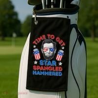 Abe Lincoln 4th Of July Time To Get Star Spangled Hammered Golf Towel thumb 2