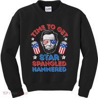 Abe Lincoln 4th Of July Time To Get Star Spangled Hammered Kids Sweatshirt thumb 0