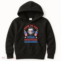 Abe Lincoln 4th Of July Time To Get Star Spangled Hammered Kids Hoodie thumb 0