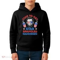 Abe Lincoln 4th Of July Time To Get Star Spangled Hammered Kids Hoodie thumb 4