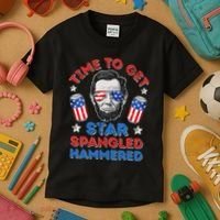 Abe Lincoln 4th Of July Time To Get Star Spangled Hammered Kids T-Shirt thumb 3