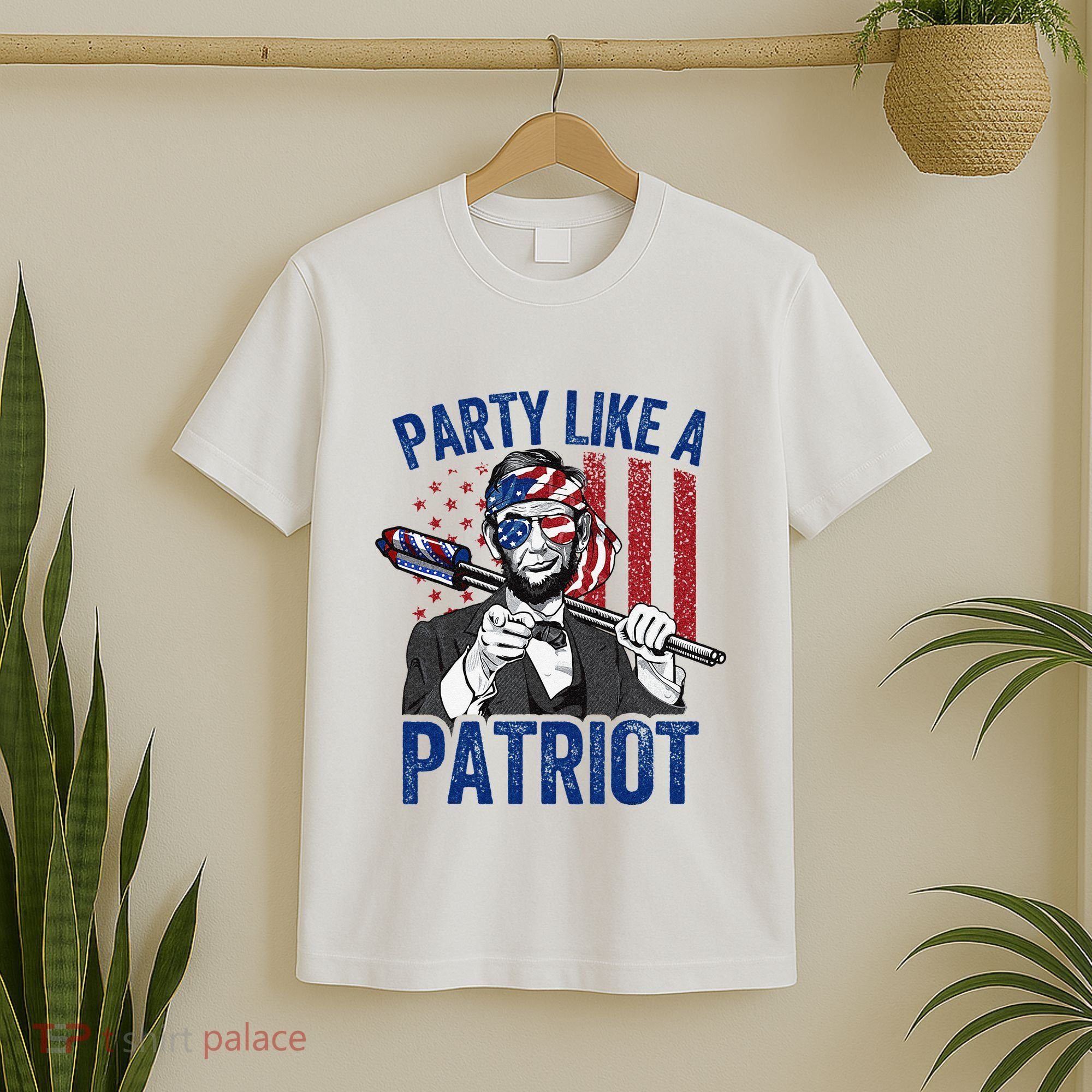 Abraham Lincoln 4th Of July American USA Flag T-Shirt
