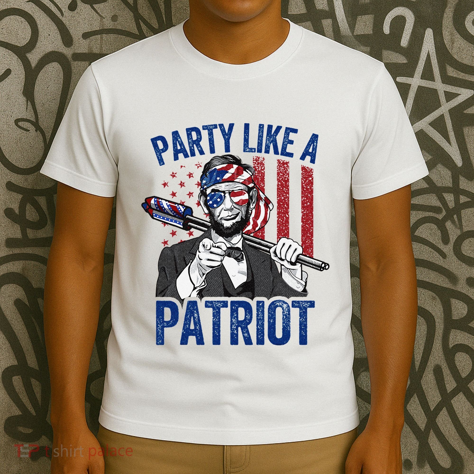 Abraham Lincoln 4th Of July American USA Flag T-Shirt