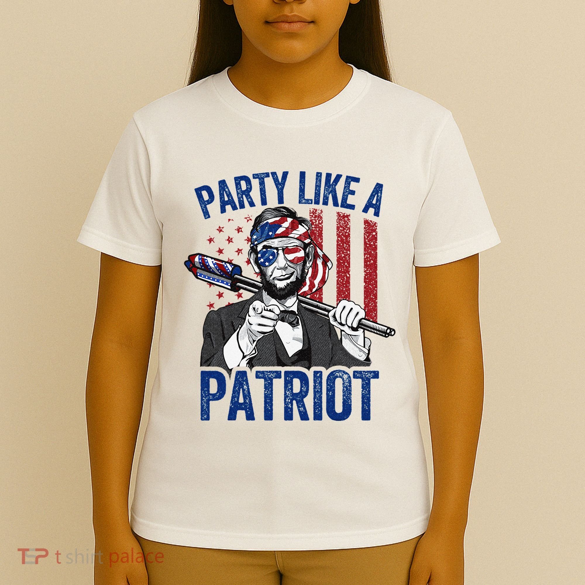 Abraham Lincoln 4th Of July American USA Flag T-Shirt