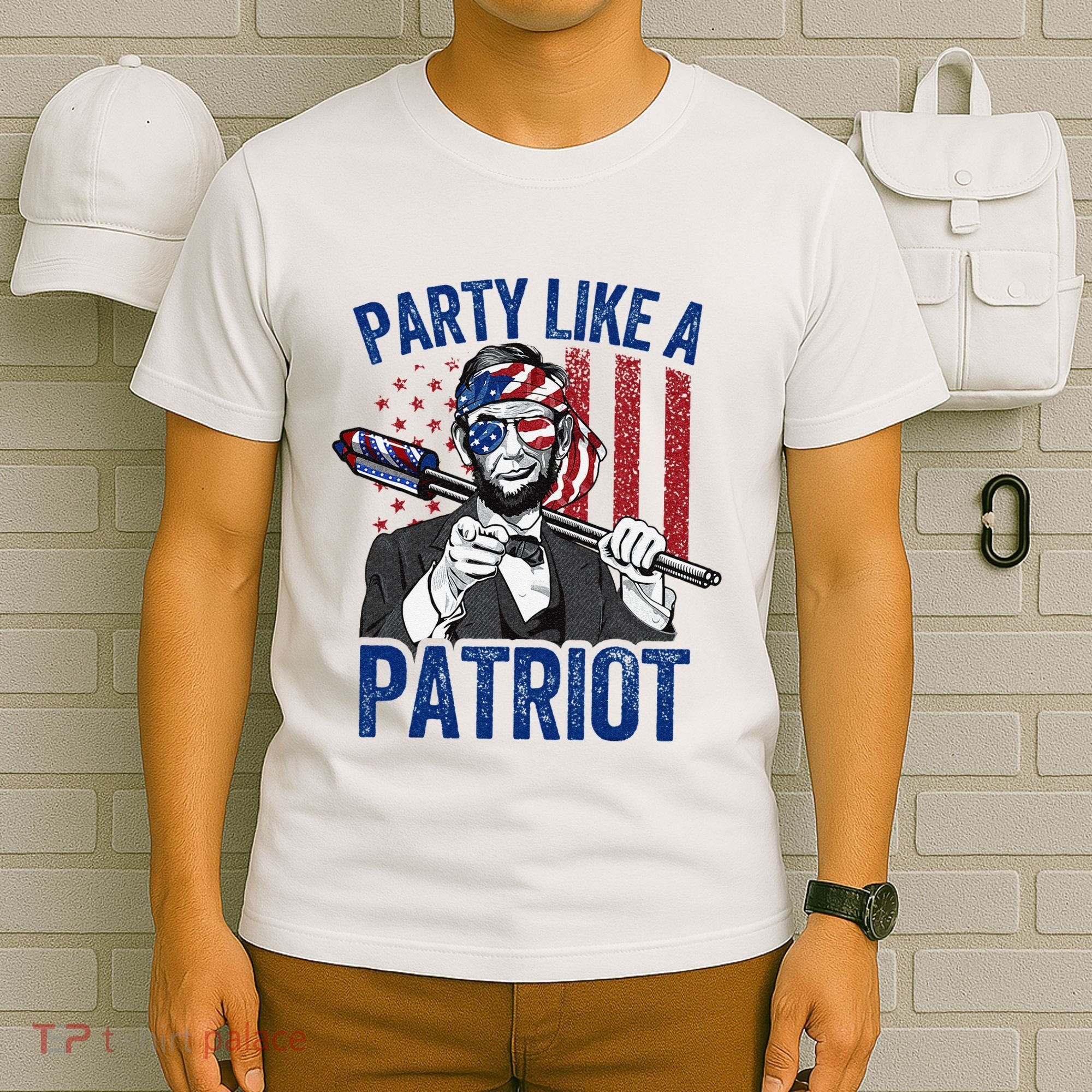 Abraham Lincoln 4th Of July American USA Flag T-Shirt