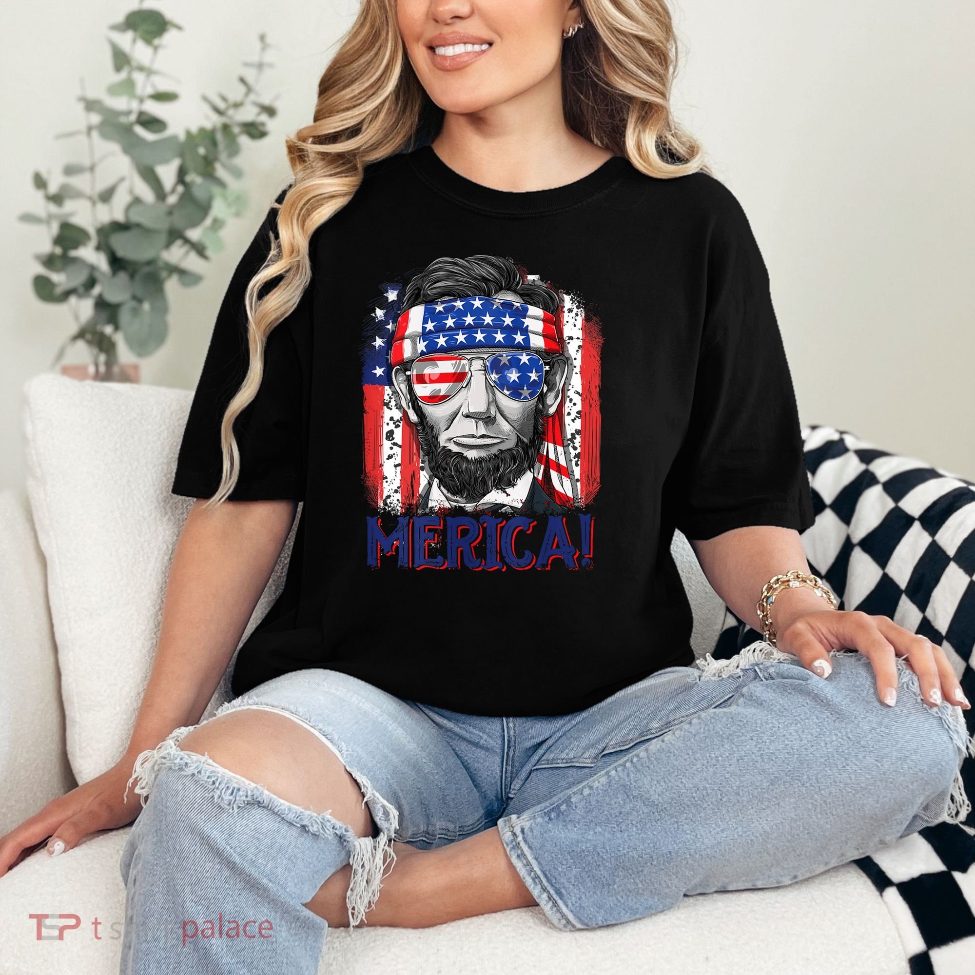 Abraham Lincoln 4th Of July Merica American Flag Comfort Colors T-Shirt