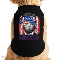 Abraham Lincoln 4th Of July Merica American Flag Doggie Tank thumb 0