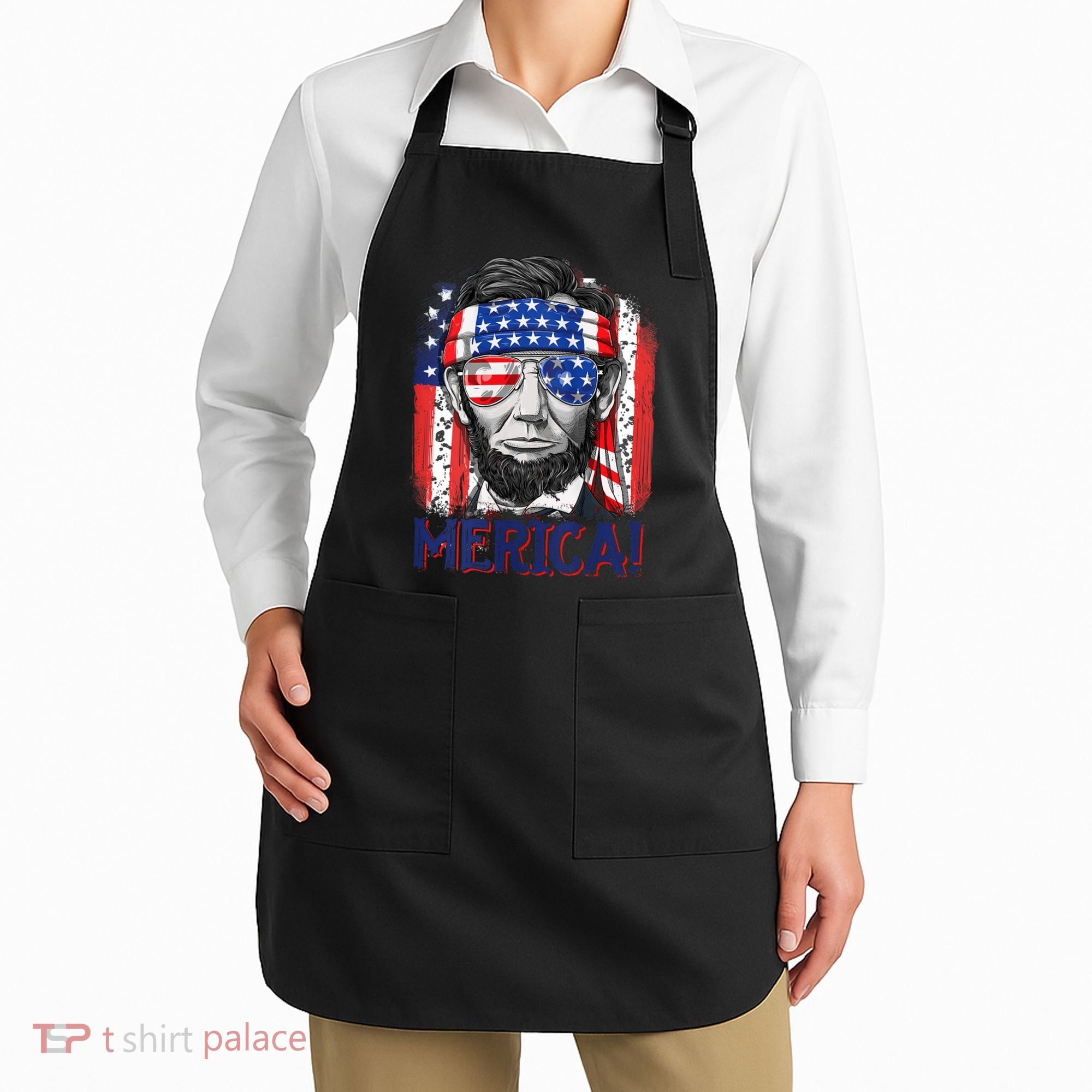 Abraham Lincoln 4th Of July Merica American Flag Apron