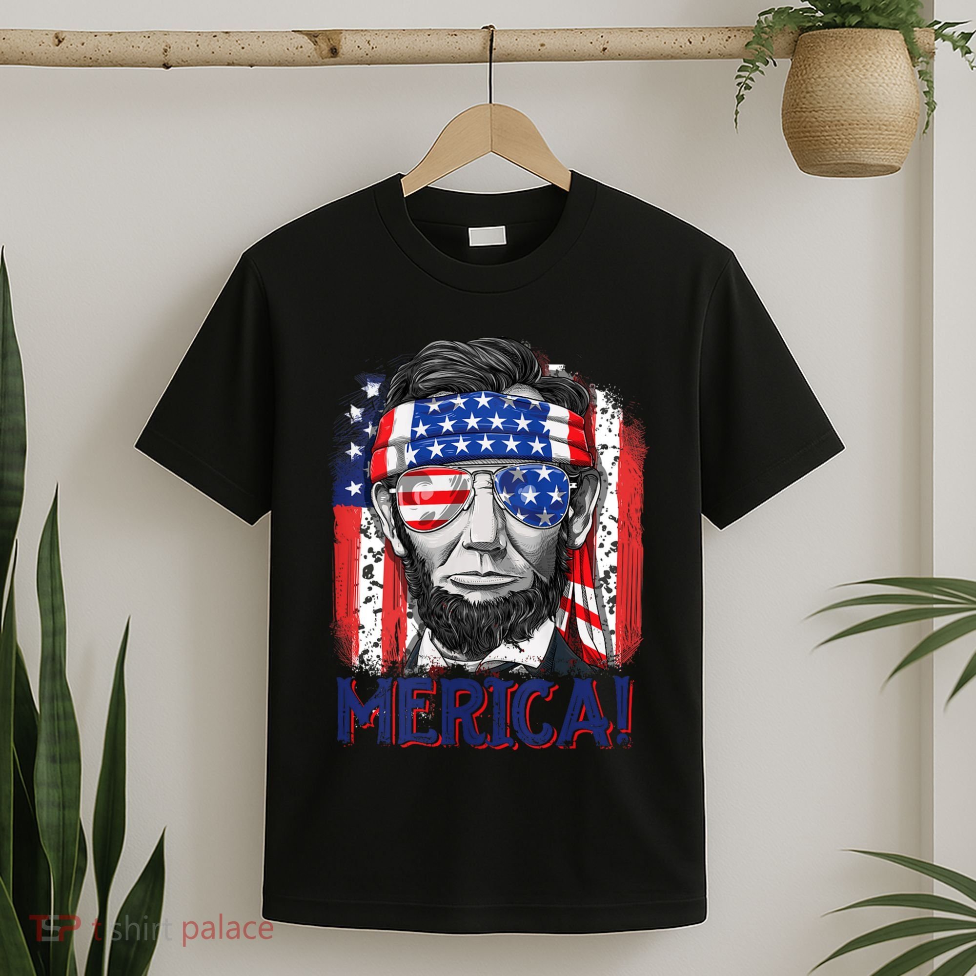 Abraham Lincoln 4th Of July Merica American Flag T-Shirt