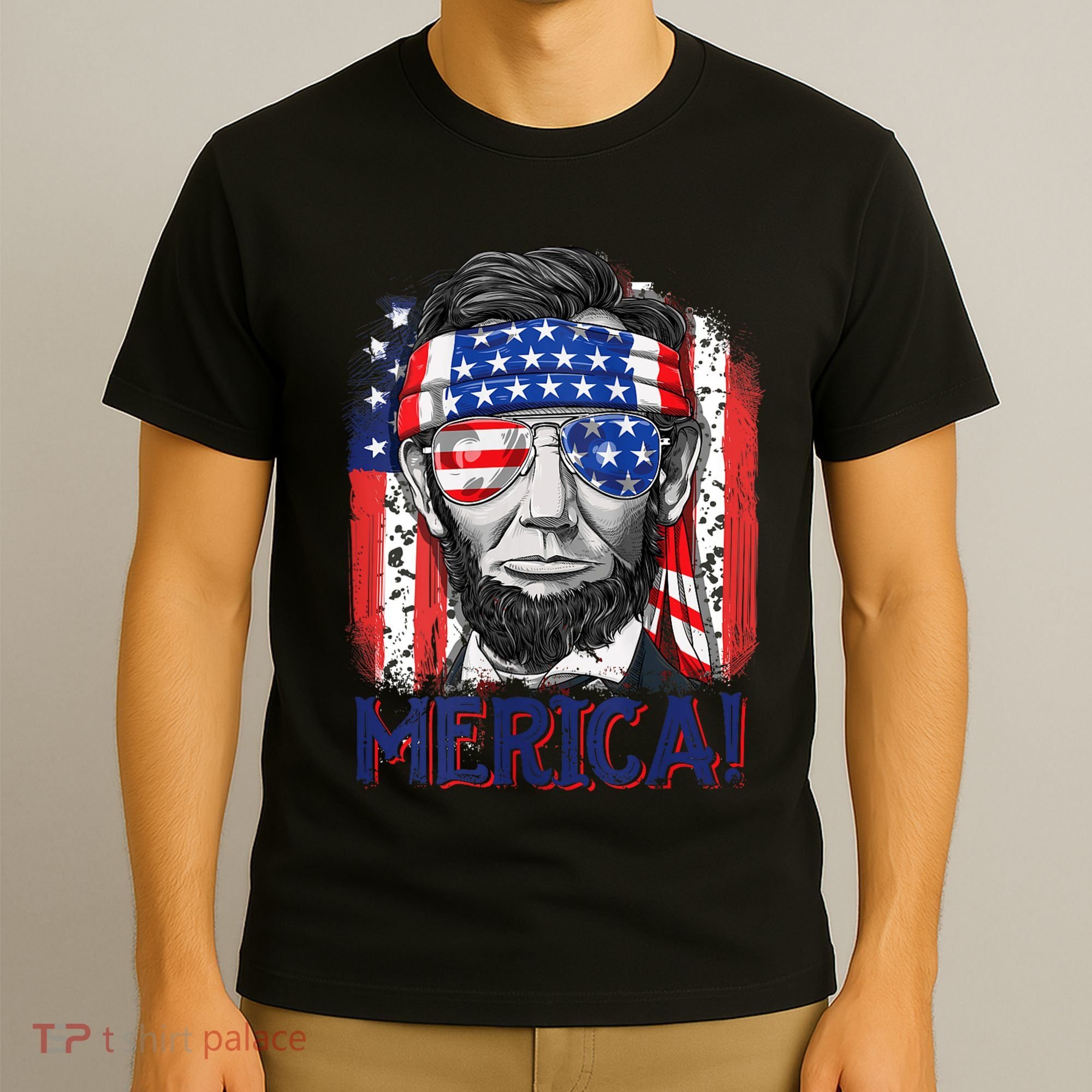 Abraham Lincoln 4th Of July Merica American Flag T-Shirt