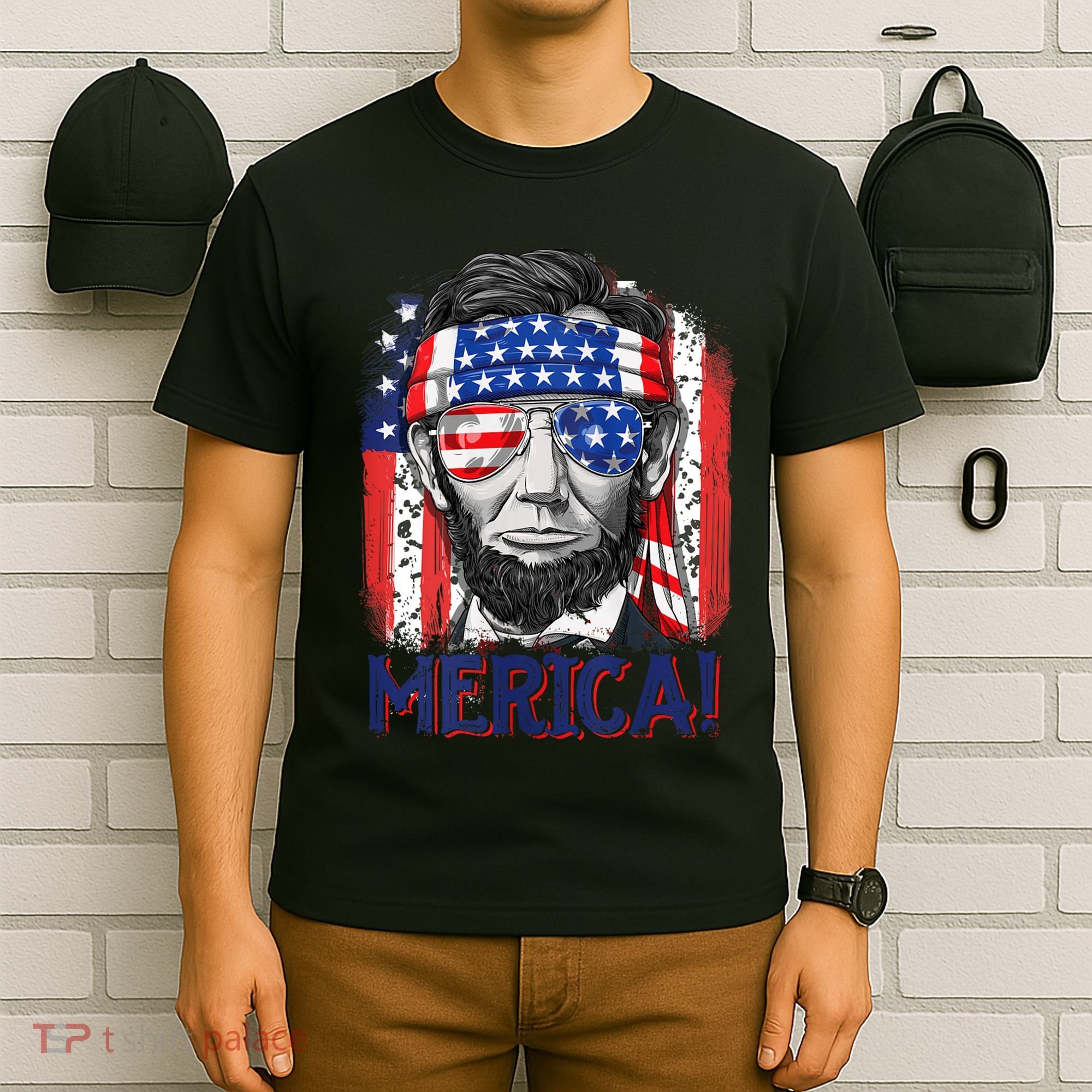 Abraham Lincoln 4th Of July Merica American Flag T-Shirt