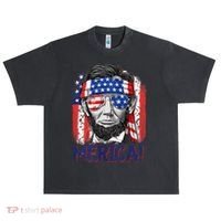 Abraham Lincoln 4th Of July Merica American Flag Urban Oversized Heavyweight T-Shirt thumb 0