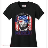 Abraham Lincoln 4th Of July Merica American Flag Women's Cooling Performance Crew T-Shirt thumb 0