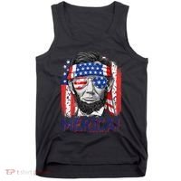Abraham Lincoln 4th Of July Merica American Flag Tank Top thumb 0