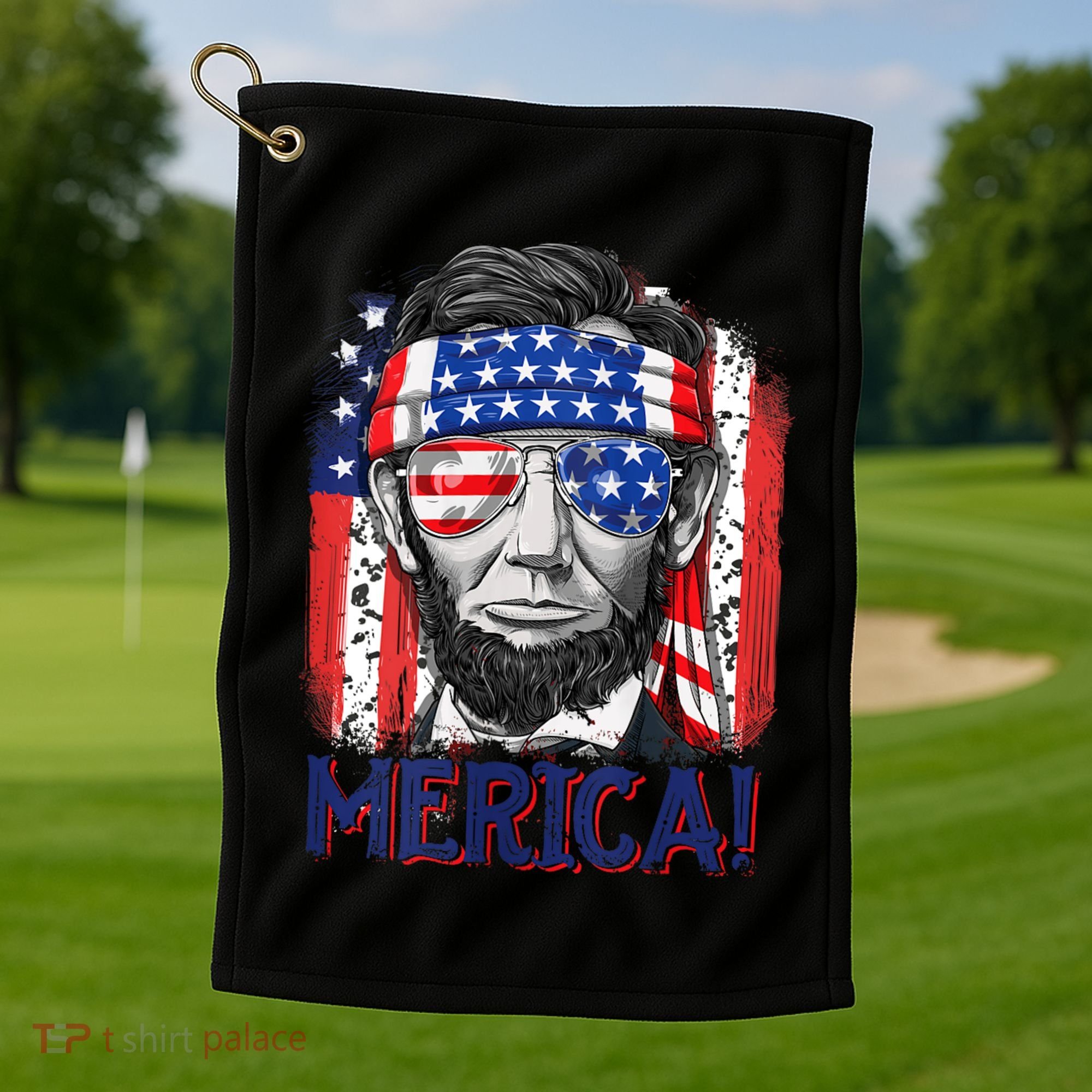 Abraham Lincoln 4th Of July Merica American Flag Golf Towel