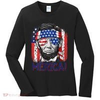 Abraham Lincoln 4th Of July Merica American Flag Women's Long Sleeve Shirt thumb 0