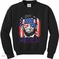 Abraham Lincoln 4th Of July Merica American Flag Kids Sweatshirt thumb 0