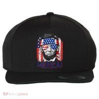 Abraham Lincoln 4th Of July Merica American Flag Wool Snapback Cap thumb 0