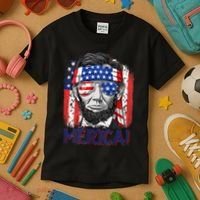 Abraham Lincoln 4th Of July Merica American Flag Kids T-Shirt thumb 3