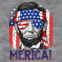Abraham Lincoln 4th Of July Merica American Flag Women's Racerback Cropped Tank thumb 2