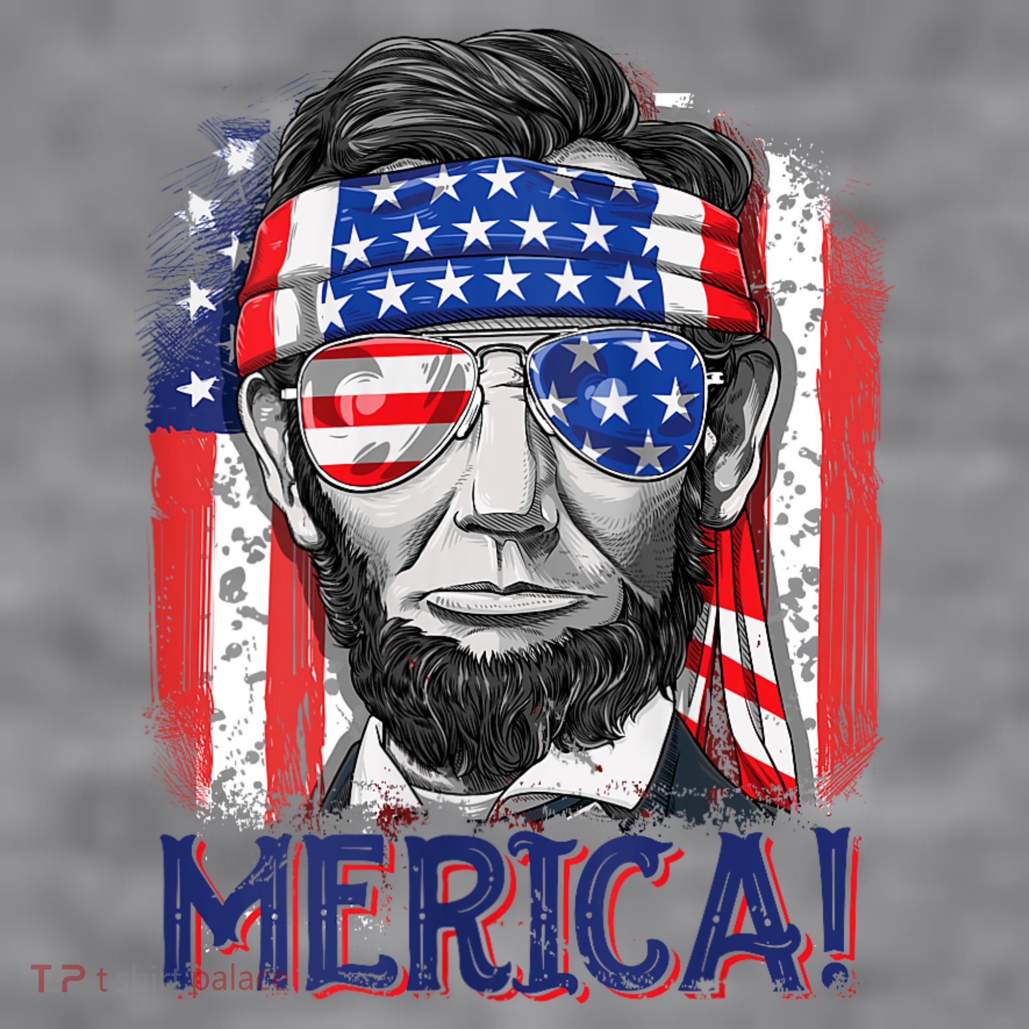 Abraham Lincoln 4th Of July Merica American Flag Women's Racerback Cropped Tank