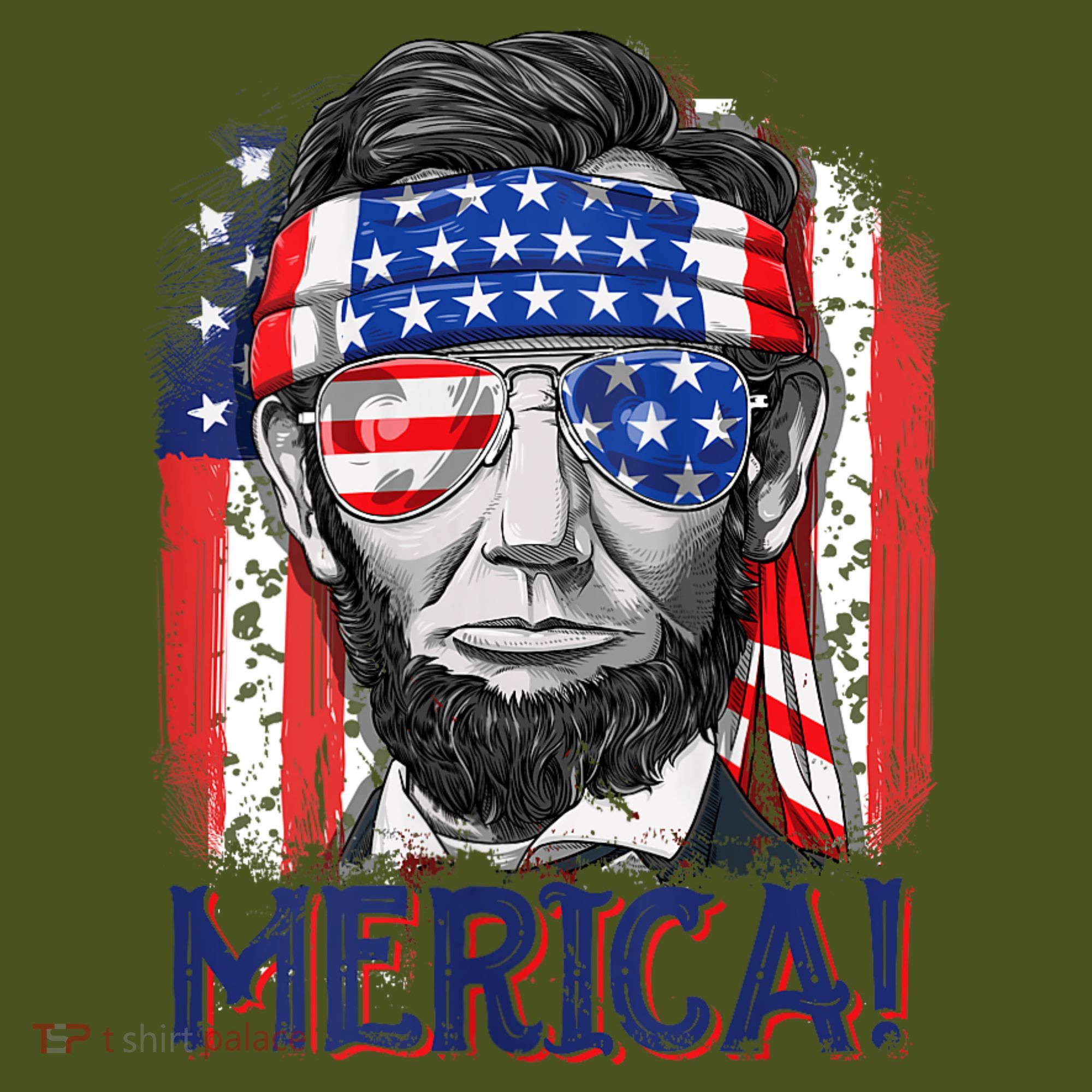 Abraham Lincoln 4th Of July Merica American Flag The Baniff Cuffed Pom Beanie