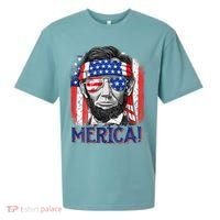 Abraham Lincoln 4th Of July Merica American Flag Sueded Cloud Jersey T-Shirt thumb 0