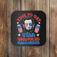 Abe Lincoln 4th Of July Time To Get Star Spangled Hammered Coaster thumb 0
