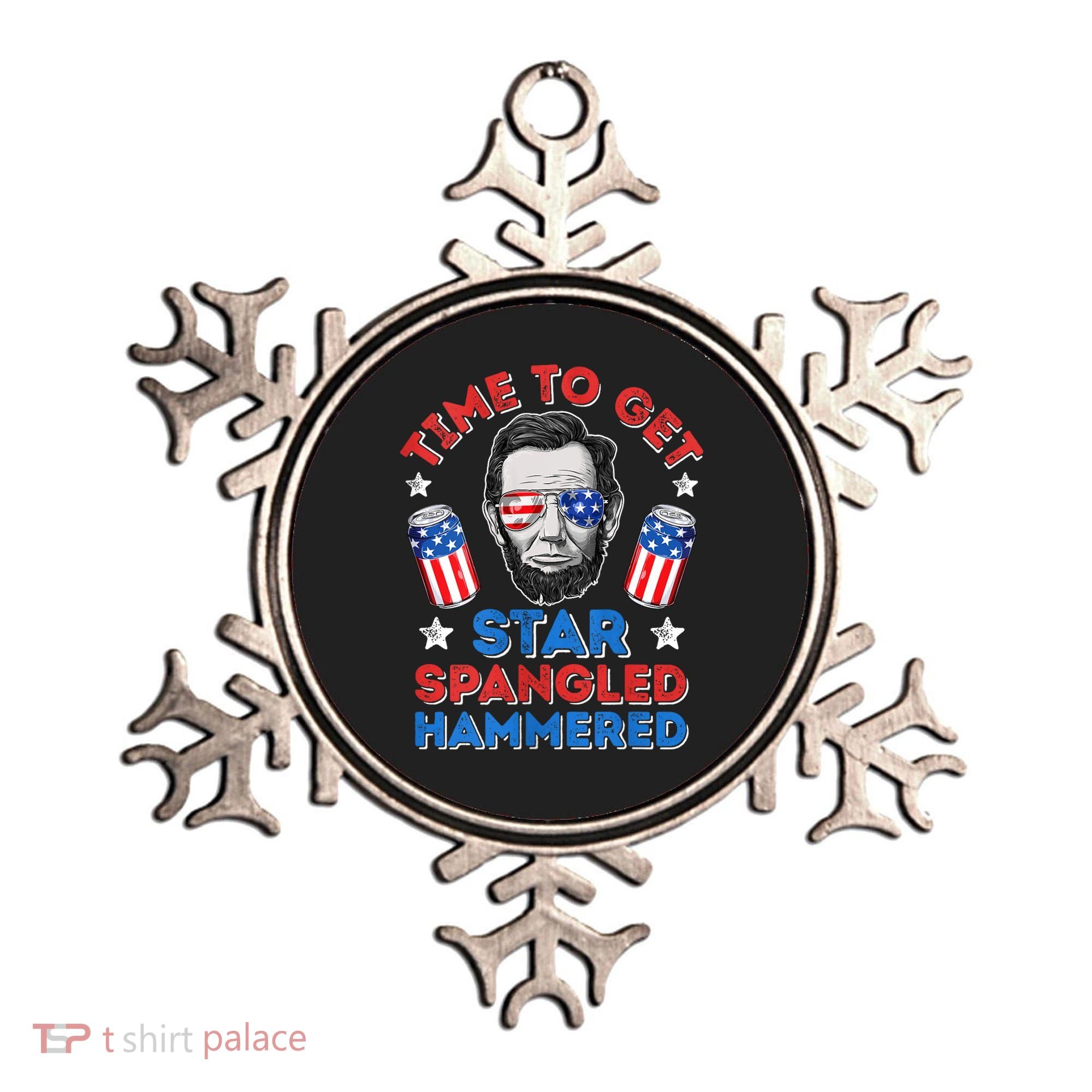Abe Lincoln 4th Of July Time To Get Star Spangled Hammered Ornament