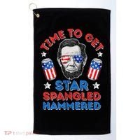 Abe Lincoln 4th Of July Time To Get Star Spangled Hammered Golf Towel thumb 0