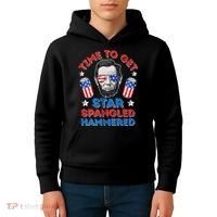 Abe Lincoln 4th Of July Time To Get Star Spangled Hammered Kids Hoodie thumb 4