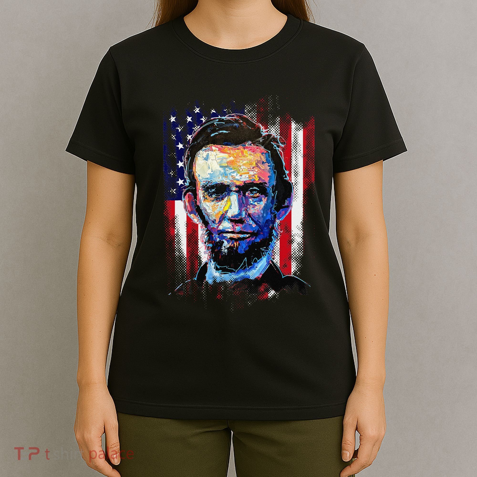 Abraham Lincoln 4th Of July  American Flag Vintage T-Shirt