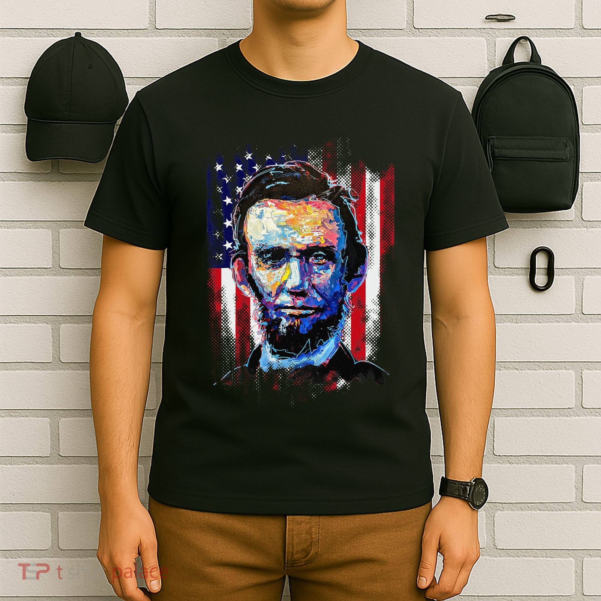 Abraham Lincoln 4th Of July  American Flag Vintage T-Shirt